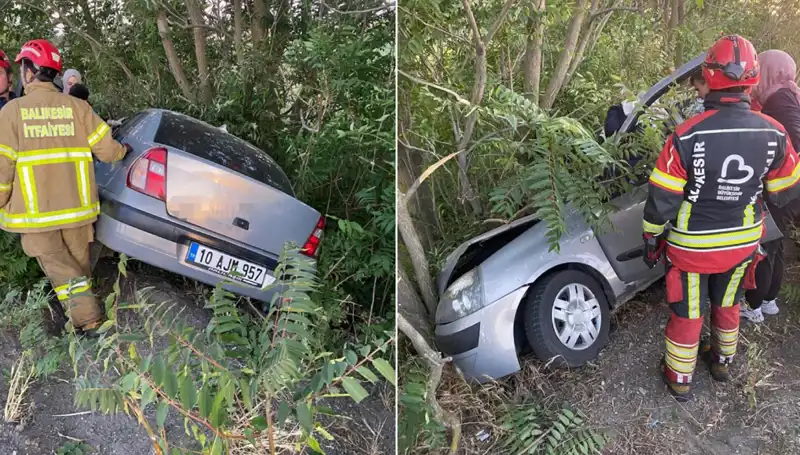 Balıkesir’de Otomobil Şarampole Yuvarlandı: İki Yaralı Durumu Ciddiyetini Koruyor